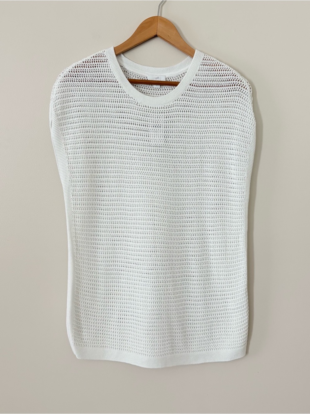 J.Jill White Open Knit Sleeveless Sweater Top Lightweight Layering Size S NWT